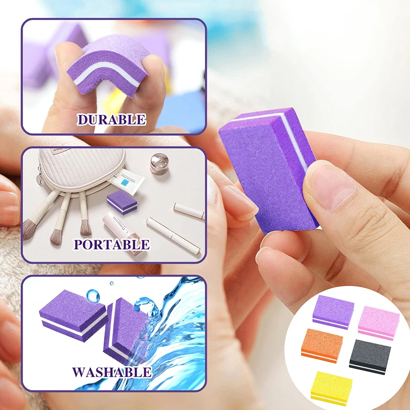 50 ชิ้น Professional Mini Nail Art บัฟเฟอร์กระดาษทรายเล็บ Care แฟ้มขัดเล็บแฟ้มบดอุปกรณ์เครื่องมือ