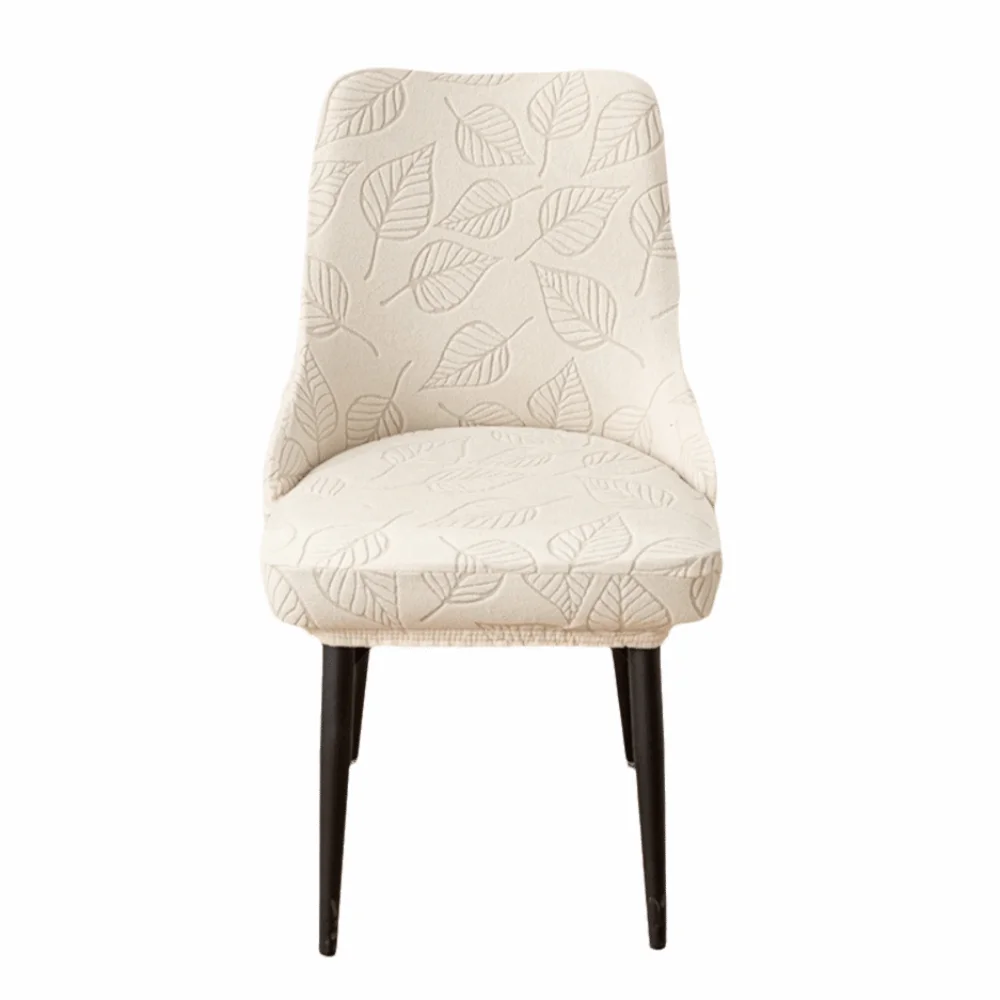 Leaf Pattern Curved Chair Cover Stretchable Elastic Band Restaurant Stool Cover Soft Dust-proof Dining Chair Cover Home Decor