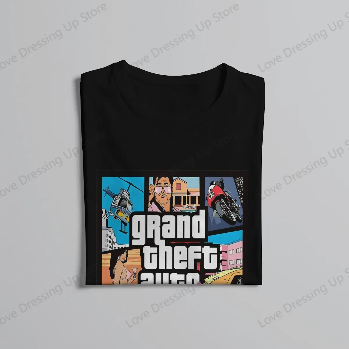 Grand Theft Auto Vice City Cover 100%Pure Cotton men\'s Tshirt Short Sleeve Tshirts Grand Theft Auto Gta Funny Tops