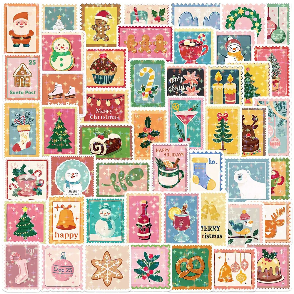 10/30/50 stücke Cartoon Weihnachten Stempel Aufkleber Nette Santa Claus Schneemann Aufkleber Laptop Telefon Koffer Lustige Graffiti Aufkleber Dekor