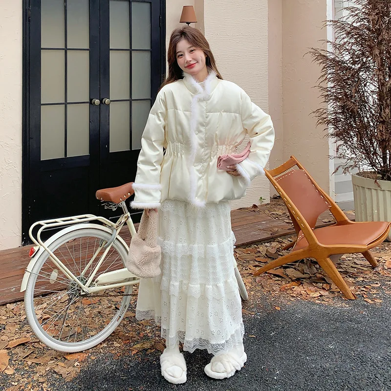 المرأة الشتاء العطر الصغيرة نمط الاتجاه سميكة معطف جديد النمط الصيني المياه الأرنب الفراء المرقعة أنيق أسفل سترة #6