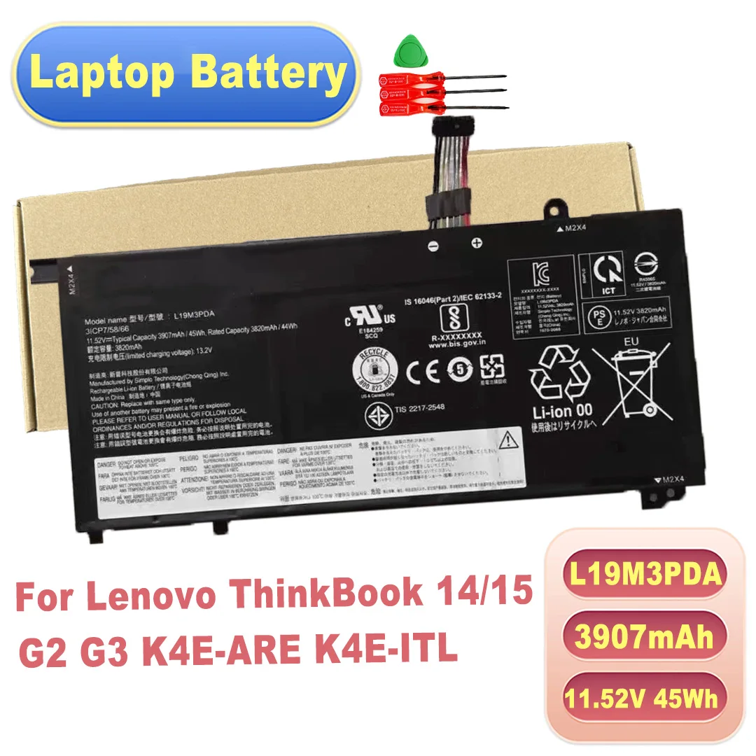 L19M3PDA L19D3PDA L19L3PDA L19C3PDA 11.52V 45Wh for Lenovo ThinkBook 14/15 G2 G3 K4E-ARE K4E-ITL