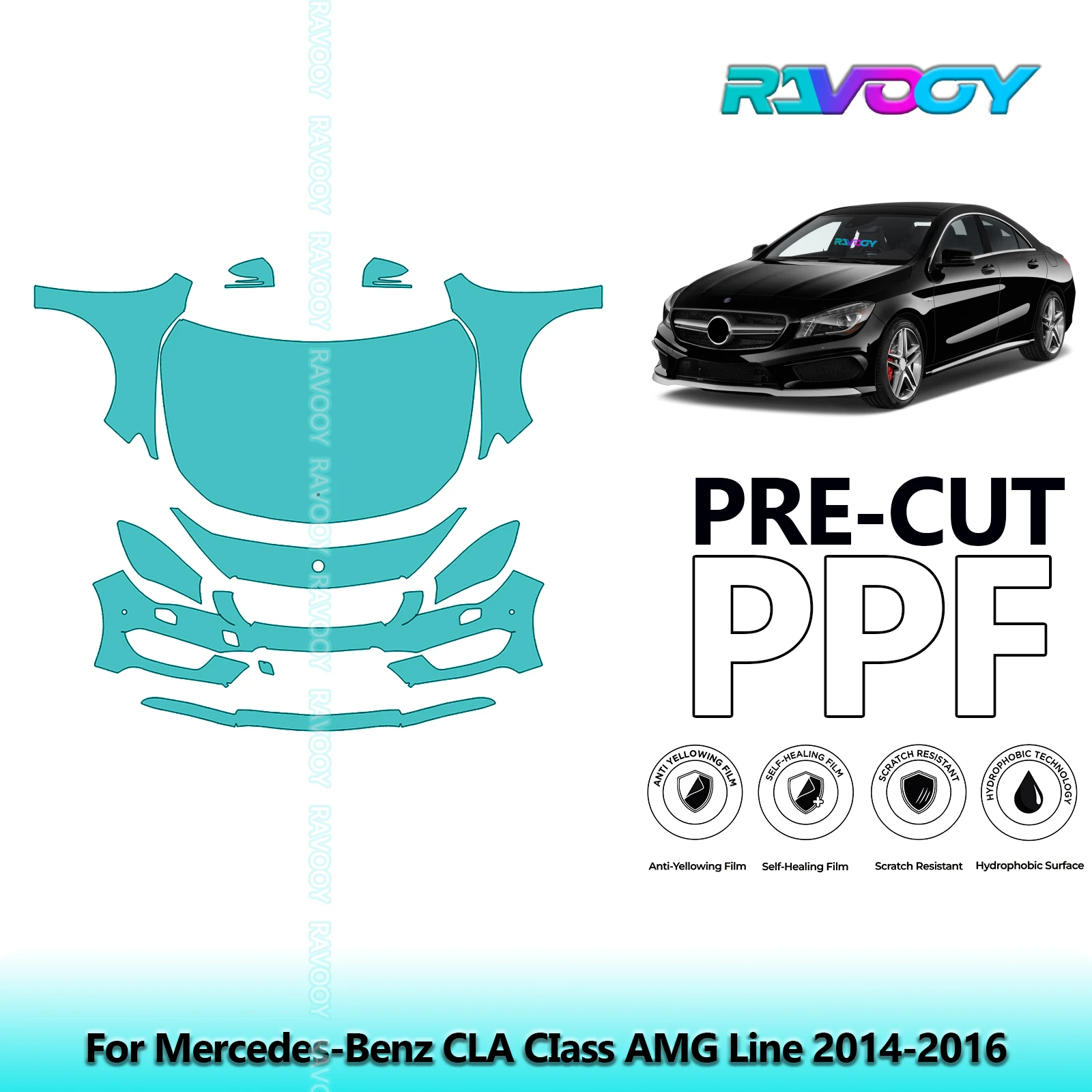 

Автомобильный передний комплект, прозрачный бюстгальтер, предварительно вырезанная защитная пленка PPF для Mercedes-Benz CLA CIass AMG Line 2014-2016