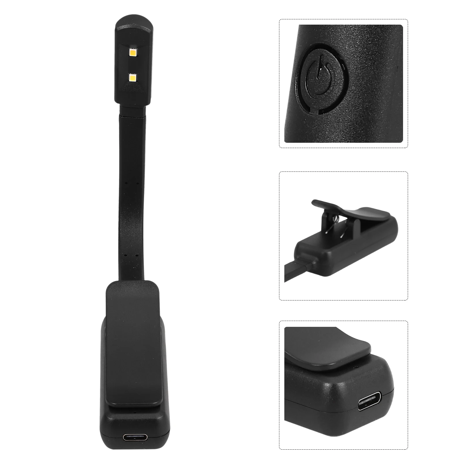 

Portable 3-Gear Led Book Reading Lamp Rechargeable Clip On Adjustable Brightness Mini Light For Bed Studying Small Size