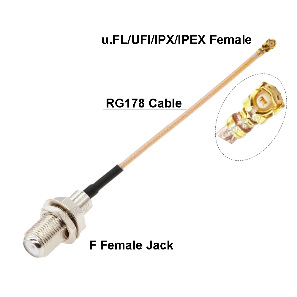 1PCS RG178 F Connector to uFL/u.FL//IPEX-1 Female Jack Coaxial RF Pigtail Cable WIFI 3G Antenna Extension Cable Cord