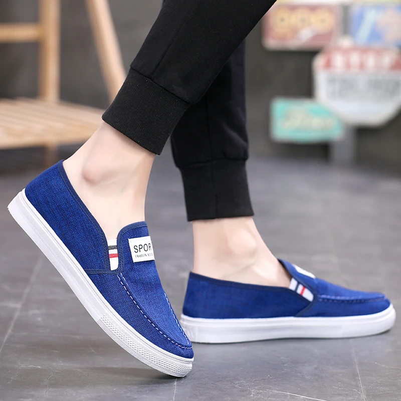 Canvas Shoes for Men Sneakers Spring Flat Lightweight Slip-on Men's Jogging Shoes Low-tops Non-slip Men's Casual Sports Shoes