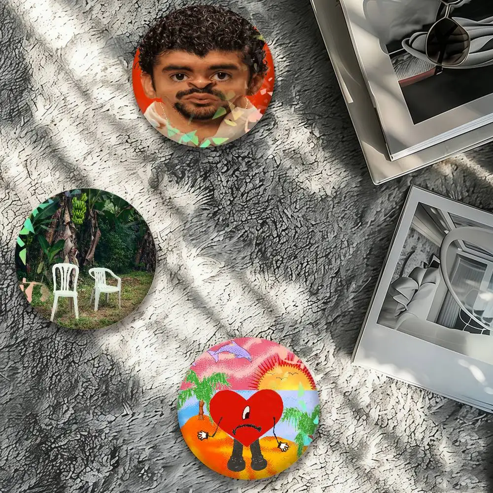 Singer B-Bad B-Bunny Laser Badge Pins Handmade Brooches for Backpack Gifts Bag Decor Fans Collect