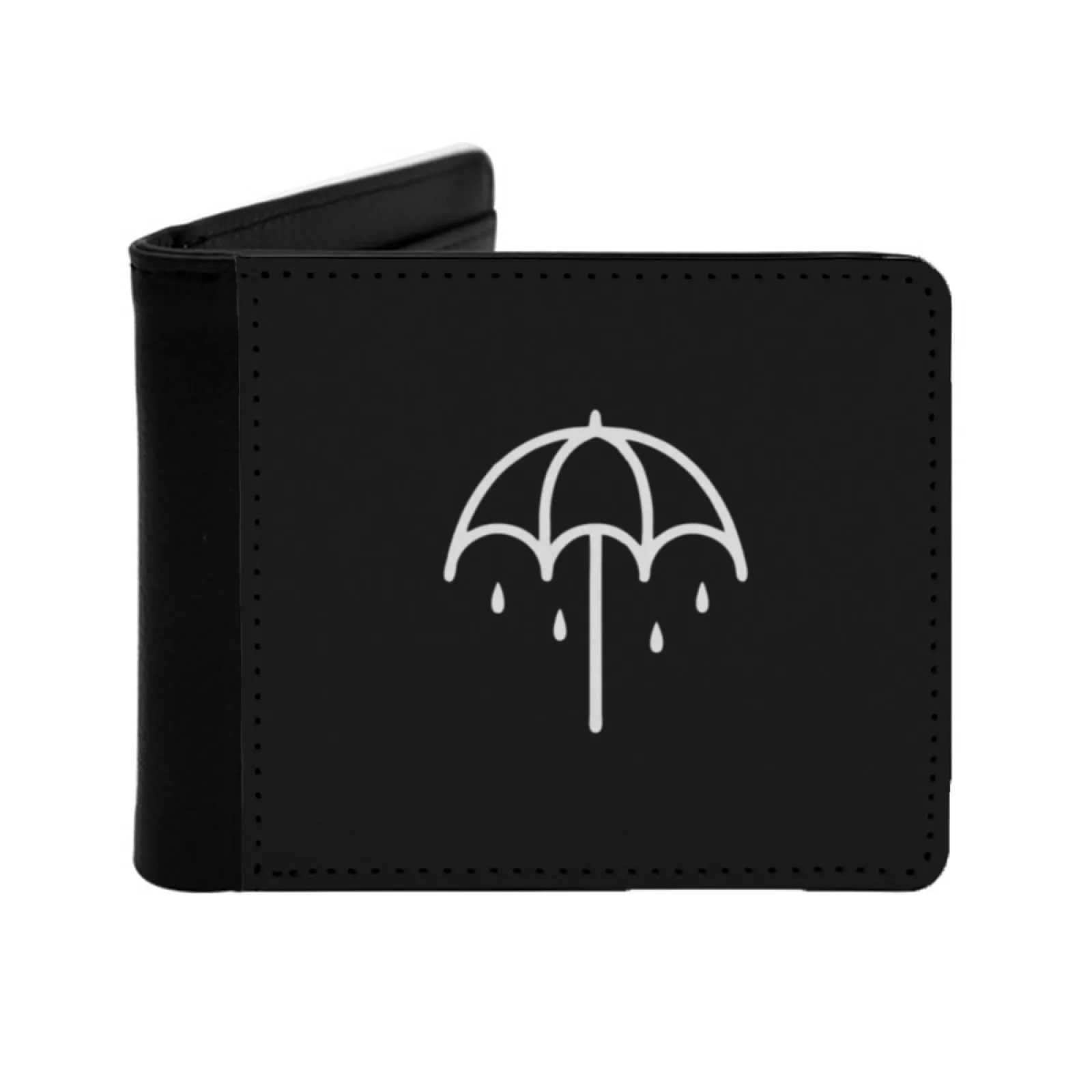 

White Umbrela Band Personalized Wallet For Men And Women Pu Leather Short Pocket Purse Band Logo Band Band Stuff Band