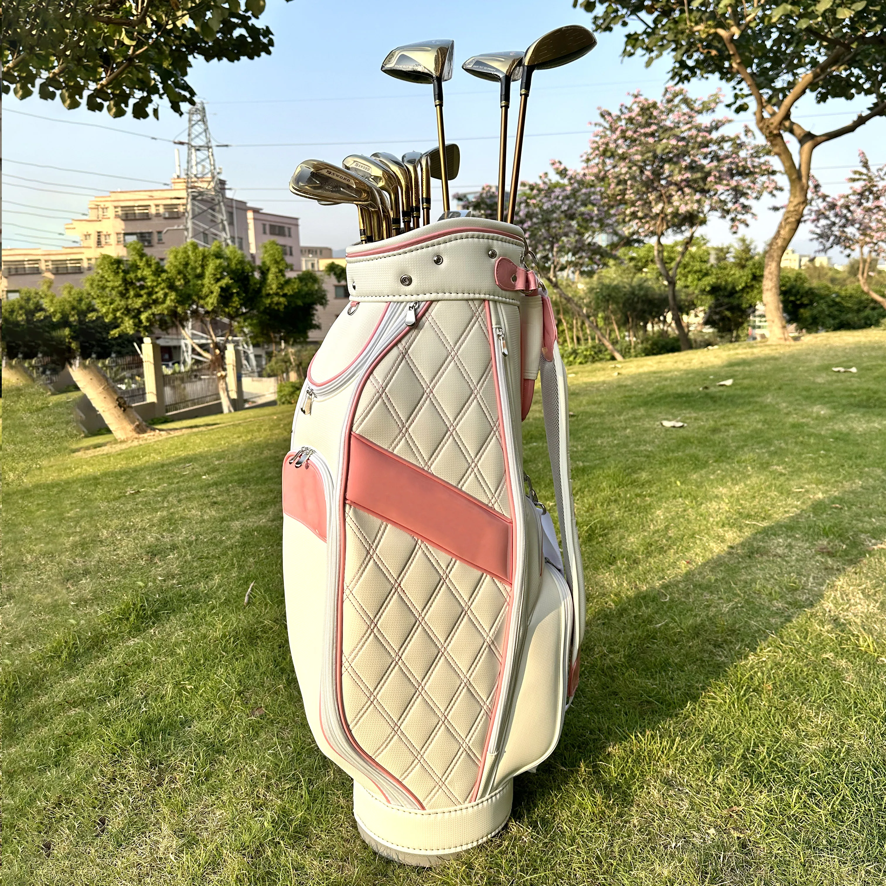 Full set of women's golf clubs with a full set of driver's irons,   markings, durable stainless steel