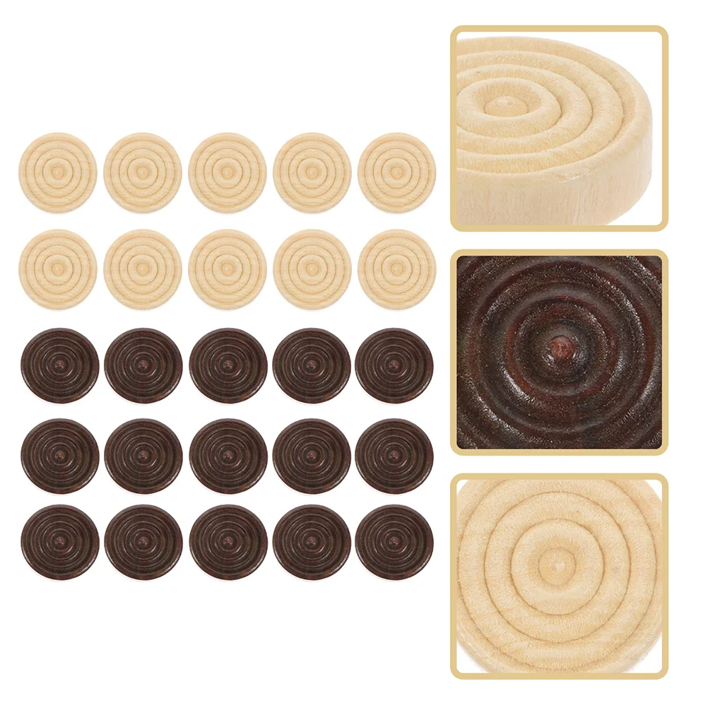 

24 Pcs Chess Accessories Replacement Wooden Checkers Token Backgammon Game Accessory