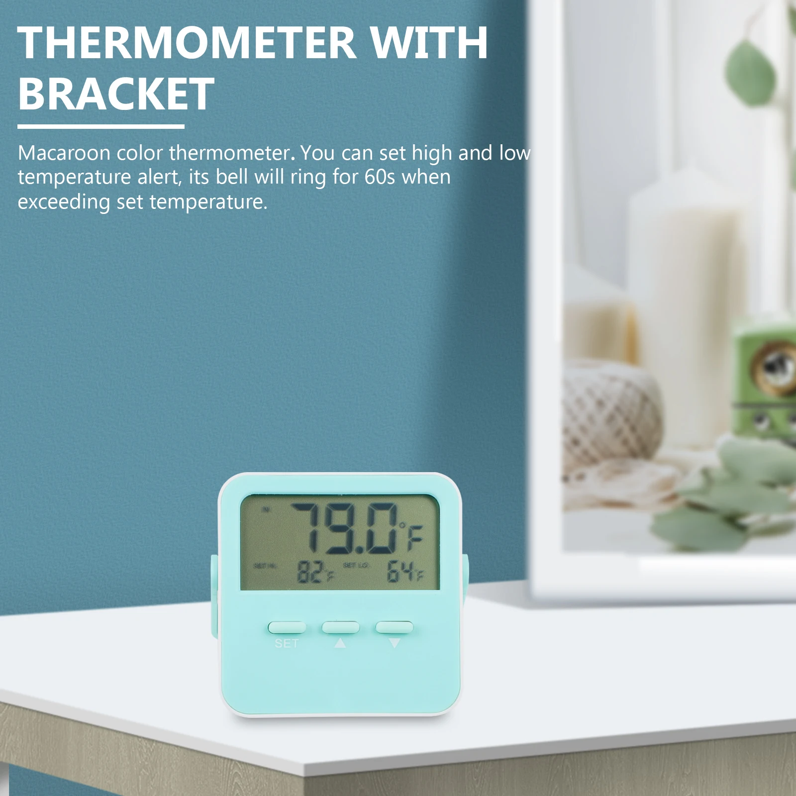 

Digital Thermometer Gauge Desktop Abs Measuring Tool Thermometer With Bracket Bracket Magnet Alert Accurate