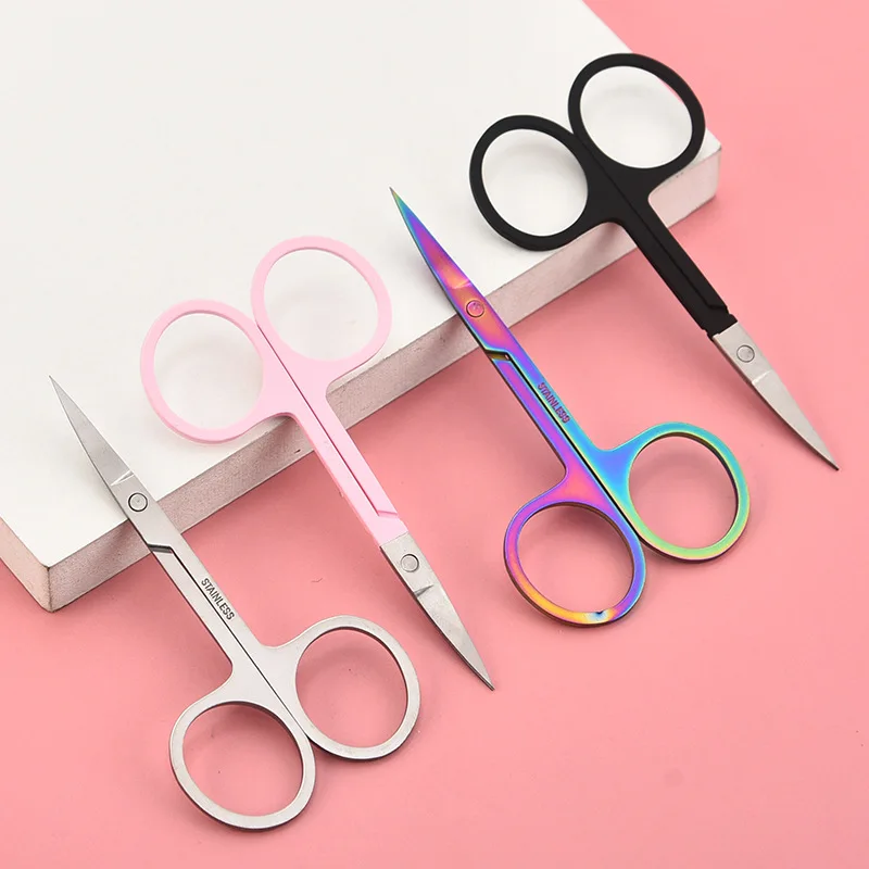 Eyebrow Scissors Stainless Steel Nail Tools Eyebrow Nose Eyelash Scissors Multifunctional Facial Hair Trimmer Makeup Beauty Tool