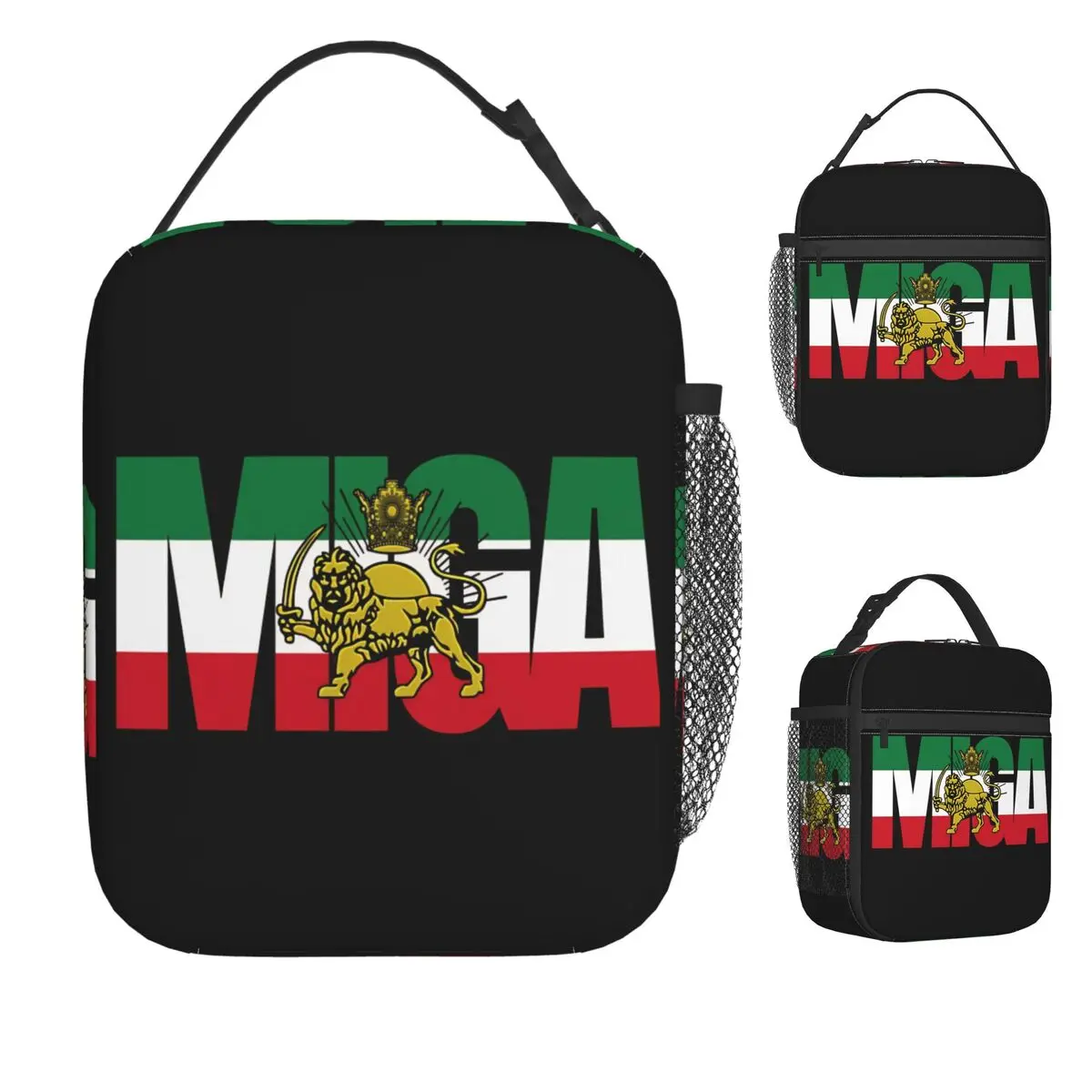 

Iran Map With Lion And Sun Royal Flag Lunch Bag Aesthetic Lunch Box For Beach Zipper Cooler Bag Designer Thermal Tote Handbags