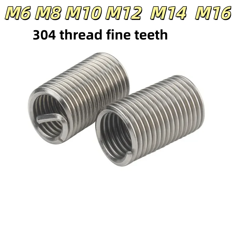 304 Stainless Steel Fine Teeth Bushing Helicoil Wire Thread Repair Inserts M6 M8 M10 M12 M14 M16 1D-3D  Hardware Repair Tool