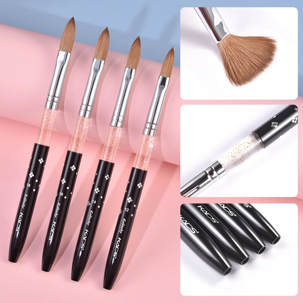 KADS 5Pcs Nail Acrylic Brush Black Kolinsky Sable Nail Design Tools Art Brush Set Brushes For Painting Manicure Nail Brushes