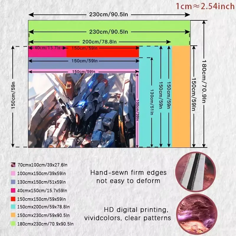 1 قطعة الميكانيكية المستقبلية جاندام نسيج أزرق أحمر أبيض درع متوهجة عيون نسيج الجدار الشنق لغرفة النوم غرفة المعيشة أنيمي مروحة دي #5