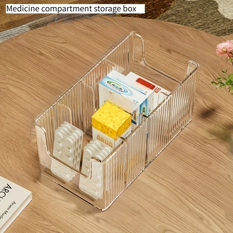 Medicine Storage Box With Dividers For Countertop Closet Office Home Emergency Supplies Holder Container Fridge Desk - view 3