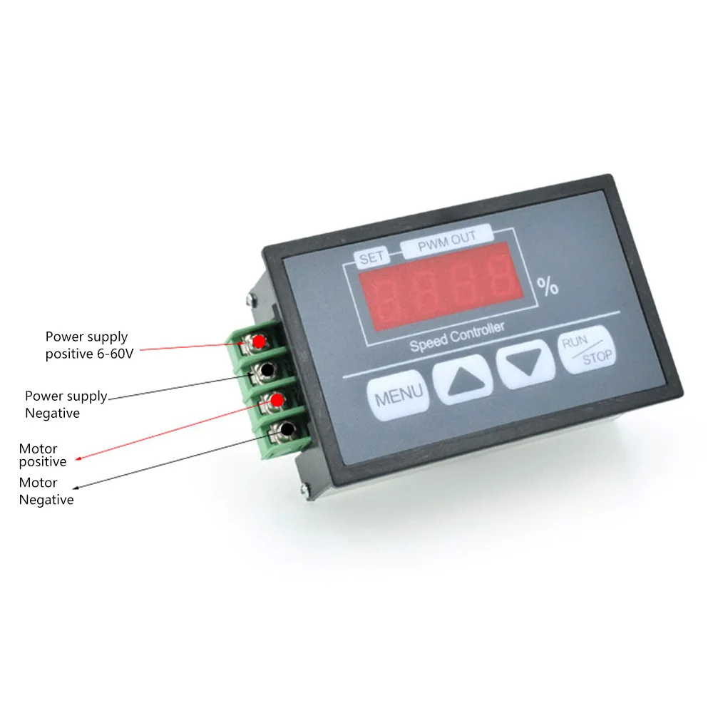 DC 6-60V 30A DC Motor Speed Controller Slow Start Soft Stop PWM Digital Display 0~100% Adjustable Speed Control Switch 12V 24V