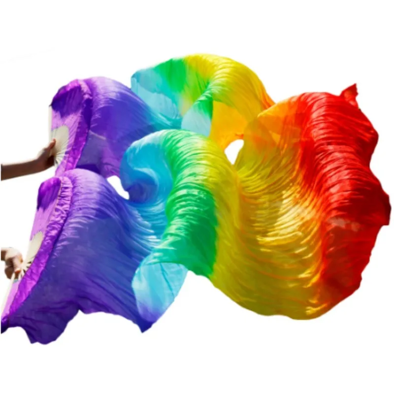 

Высокая продажа, 100% настоящая шелковая вуаль, 1 пара, женская качественная шелковая вуаль ручной работы для танца живота, веер для танца, синий, бирюзовый, белый, 180*90 см