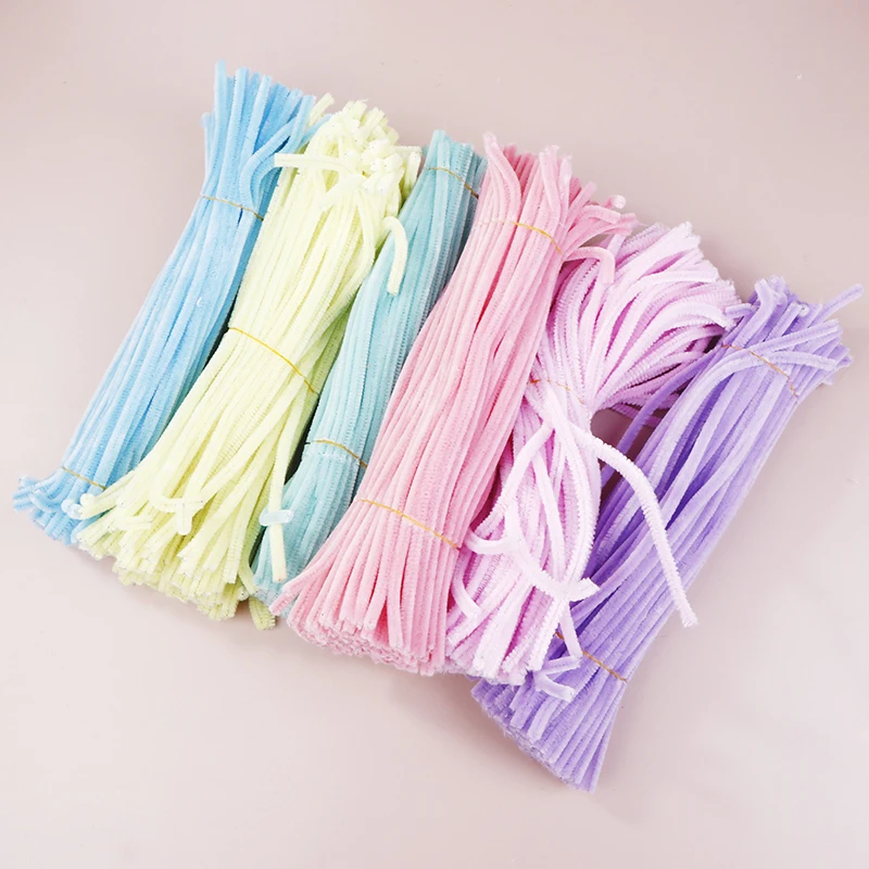 100Pcs DIY Plush Chenille Sticks Kindergarten Educational Handmade Material Plush Strips Stem Pipe Cleaner Hand Materials