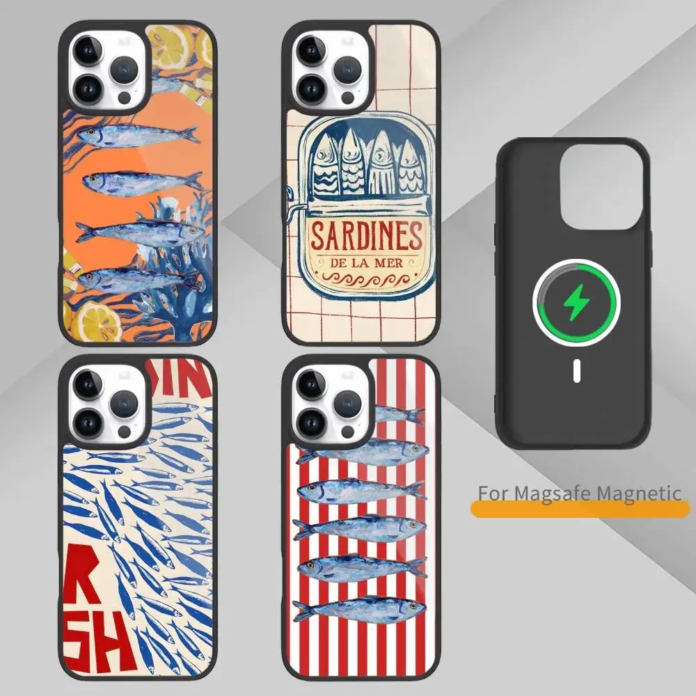 

Sardines Canned Phone Case For iPhone17,16,15,14,13,12,11 Plus,Pro Max Magnetic Magsafe Wireless Charging