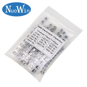 130 teile/los smd Aluminium Elektrolyt kondensator sortiert Kit 1uf-220uf 13 Werte je 10 Stück Proben eingestellt