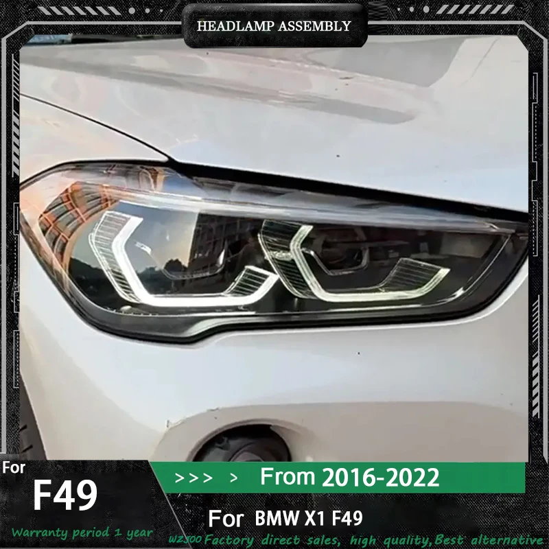 

Автомобильный Стайлинг, фара для BMW X1, 2016-2022 F49, все светодиодные фары, линзы DRL Angel Eye, автомобильные аксессуары
