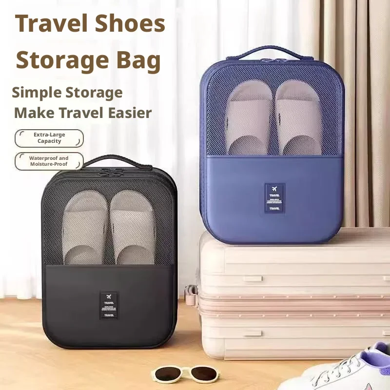 Travel Shoe Bag Portable Storage Organizer Breathable Mesh Dustproof Shoe Pouch Holds 3 Pairs For Trip Car Home