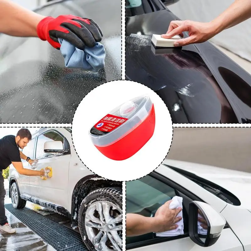 Glass Oil Film Remover Car Windshield Oil Film Removal Anti-Rain Anti-Fog Glass Cleaning Brush With Remover Improves Clarity And