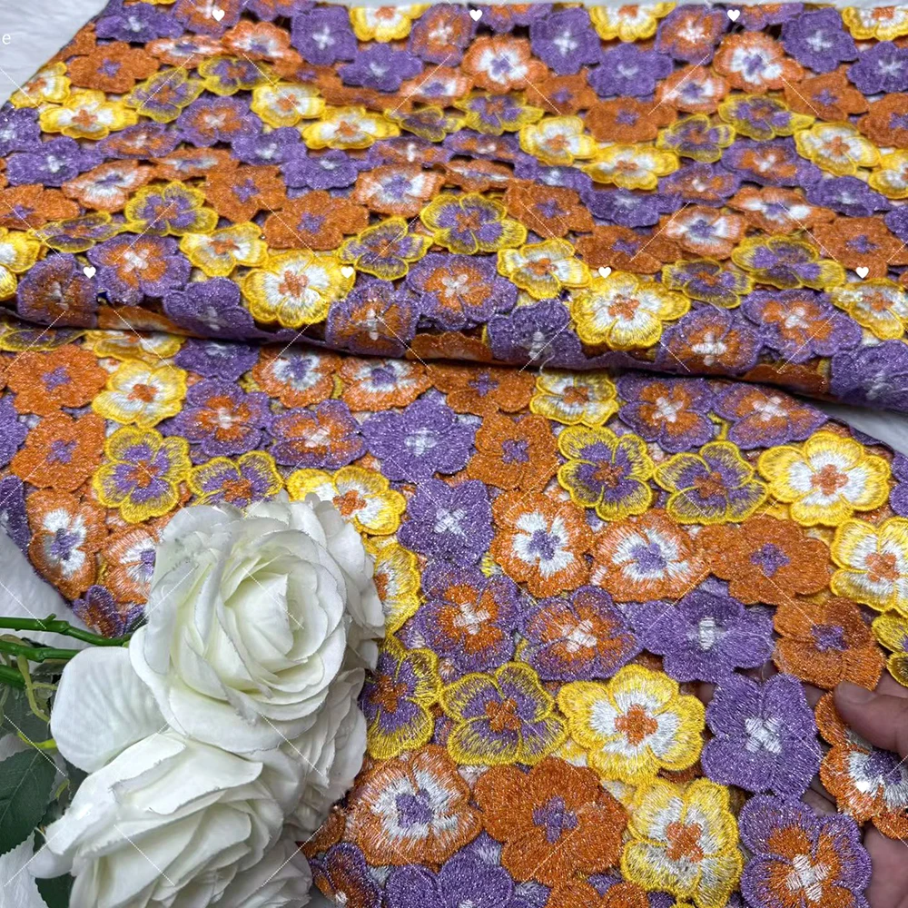 

2026 New Water Soluble Lace Fabric Flower Embroidered African Guipure Cord Lace Fabric For Sewing Nigerian Women Party Dresses