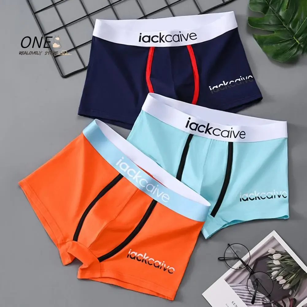 Men Boxer Briefs Mid-rise Patchwork Color Letter Print Shorts Underwear U-convex Sport Panties Shorts Underwear Men Panties