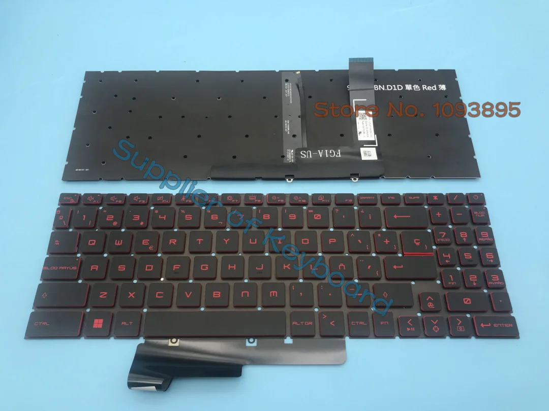 Imagem -02 - Teclado Retroiluminado Vermelho para Laptop Teclado Russo ou Espanhol Msi Gf66 Gf76 11sc 11uc 11ud 11ue 11ug 12ud Gl66 11uck 12uek Ms1581 Novo