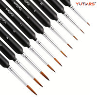 10/11pcs Miniature Paint Brushes, Detail Tip Paint Brushes Set With Ergonomic Handle - Suitable For Acrylic Painting, Oil, Wat