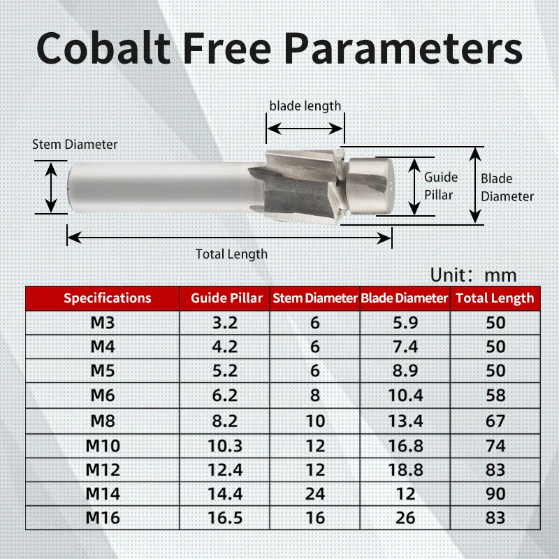 HSS Counterbore Milling Cutter M35/6542 With Cobalt Full Ground M3M4M5M6M8M10M12M14M16 Pilot Slotting Tool Countersink End Mills