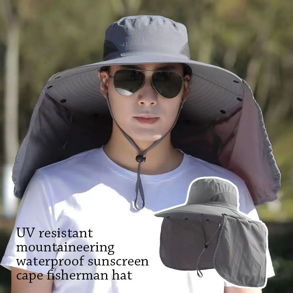 Summer Waterproof Bucket Hat Portable Breathable Panama Hat Sun Protection Fisherman Cap Camping Hiking