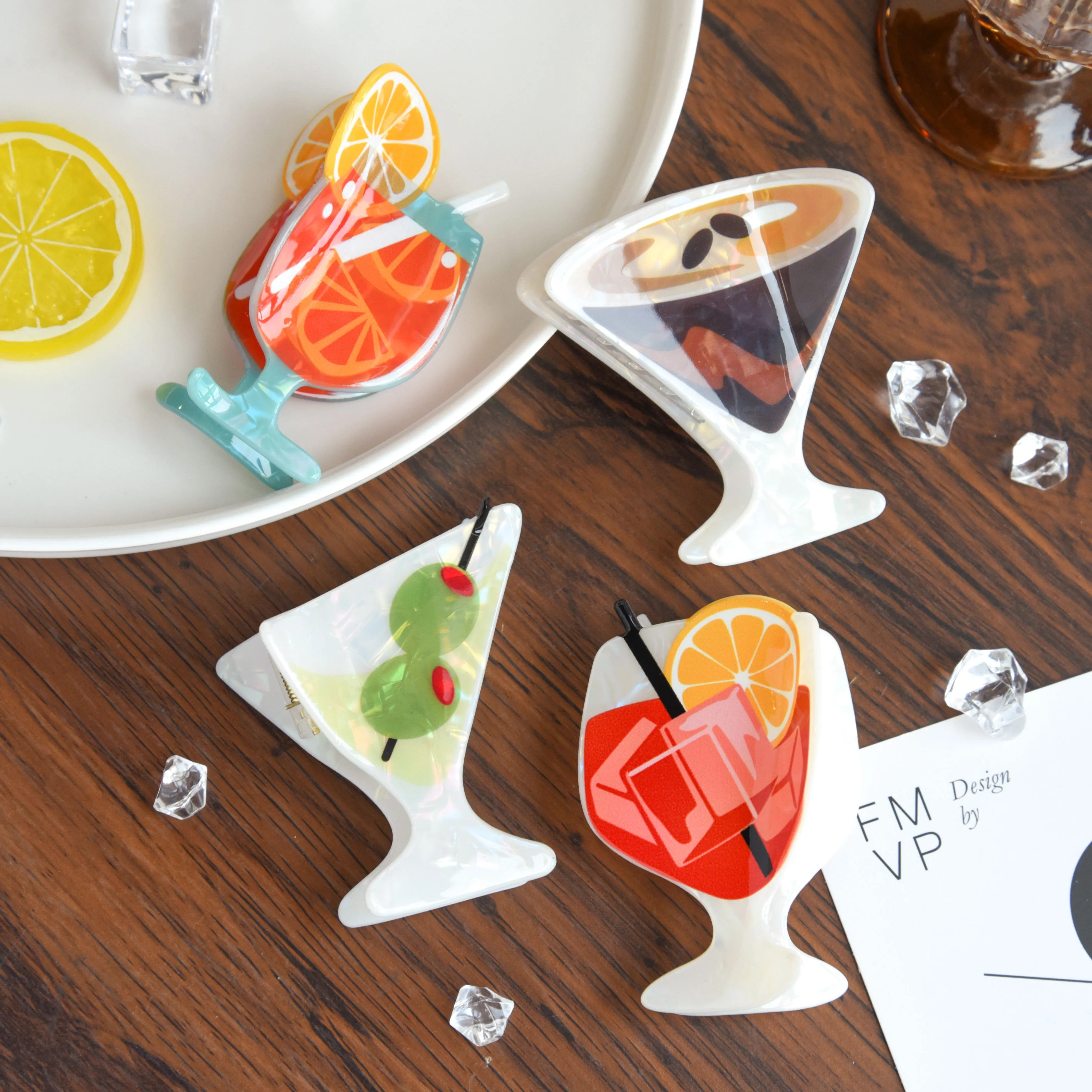 

NEW Beverage Series Cocktail Soda Hair Claw Acrylic Claw Clips Summer Beach Crab Hair Clips Hair Accessories for Women Girls