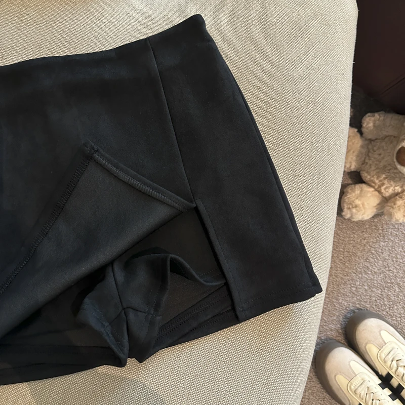 Koreaanse Eenvoudige Vrouwen Zwart Sexy Wrap Hip Korte Rokken Herfst Winter Bruin Hoge Taille Ritsen Half Mini Rok Kantoor Dames 2025