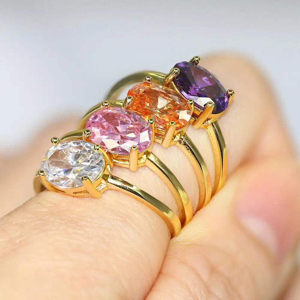 Wedding Engagement Rings For Women Jewellry For Female Gold Color Ring With Stone Women\' Ring Dating Jewelry Wholesale R865