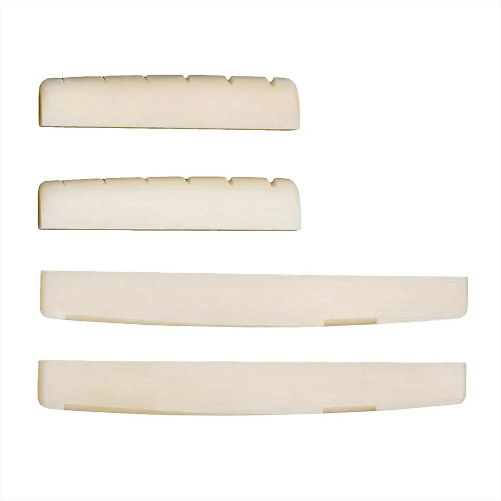 Unbleached Bone Acoustic Guitar Bridge Saddle Upper / Lower Pillow for 74mm Bridge Slot 43mm Neck Slot Guitar Luthiers Tool