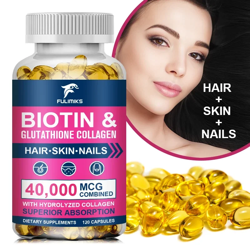 Collagen Glutathione Hyaluronic Biotin and Complex Vitamins Capsule Supplement Antioxidant Skin Beauty Immunite Support