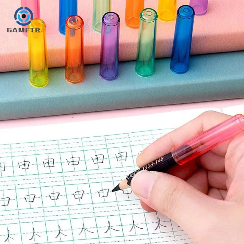 6PCS Candy Color plastica trasparente matita Extender penna Protector Cap matita Cap Pencil Cover per studenti bambini cancelleria