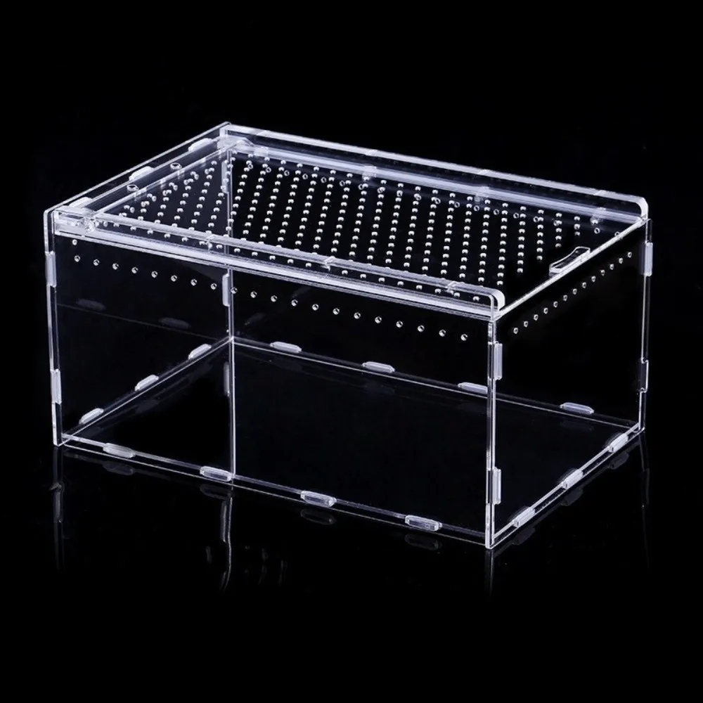Transparentes Reptilien-Terrarium aus Acryl, einfach zu installieren, Zuchtkasten für Eidechsen, belüftetes, ausbruchsicheres Gehege für Geckos. – Detail 4