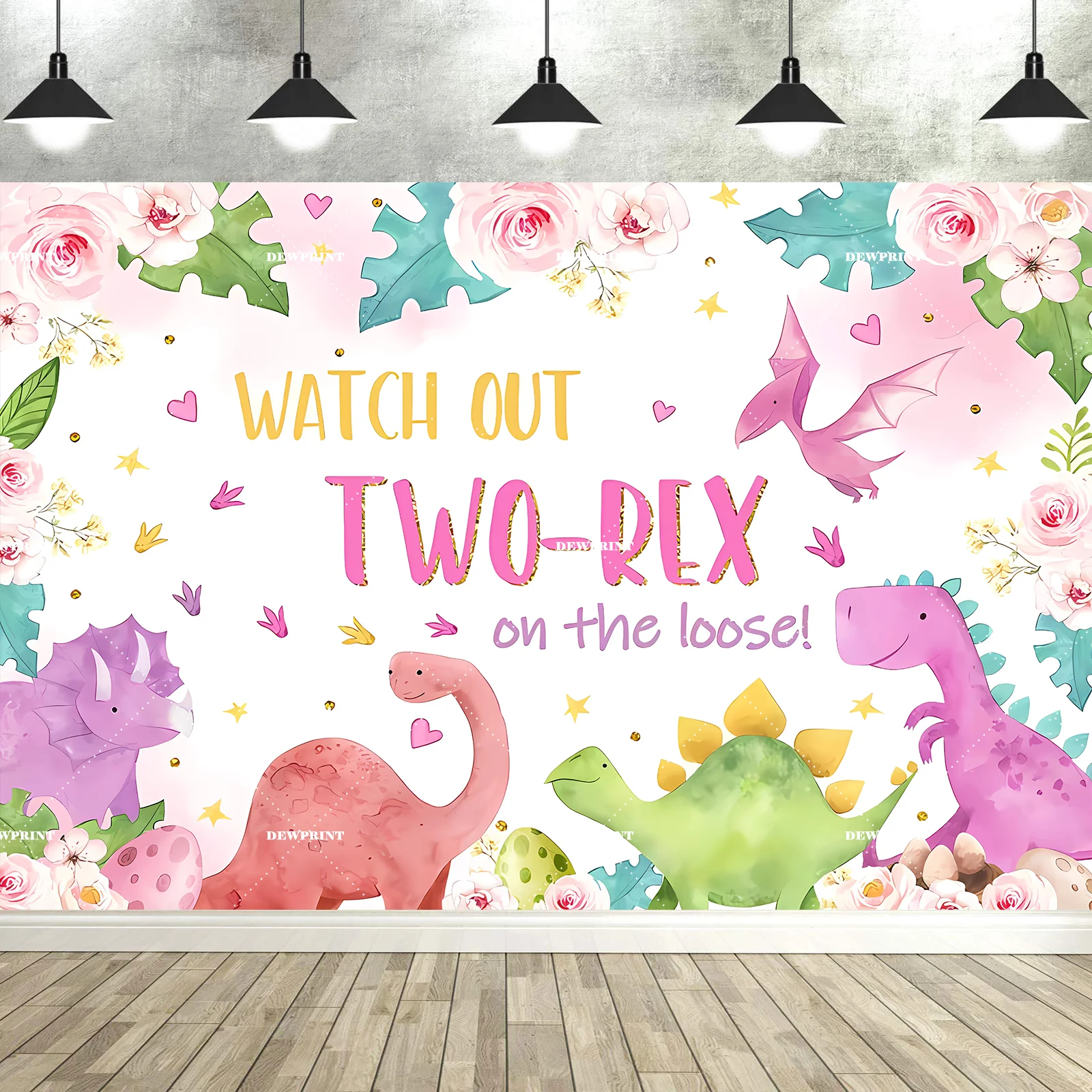 A Cute Dinosaur-themed Birthday Background Cloth Vibrant Decoration for Unforgettable Memories, Customizable Background ﻿