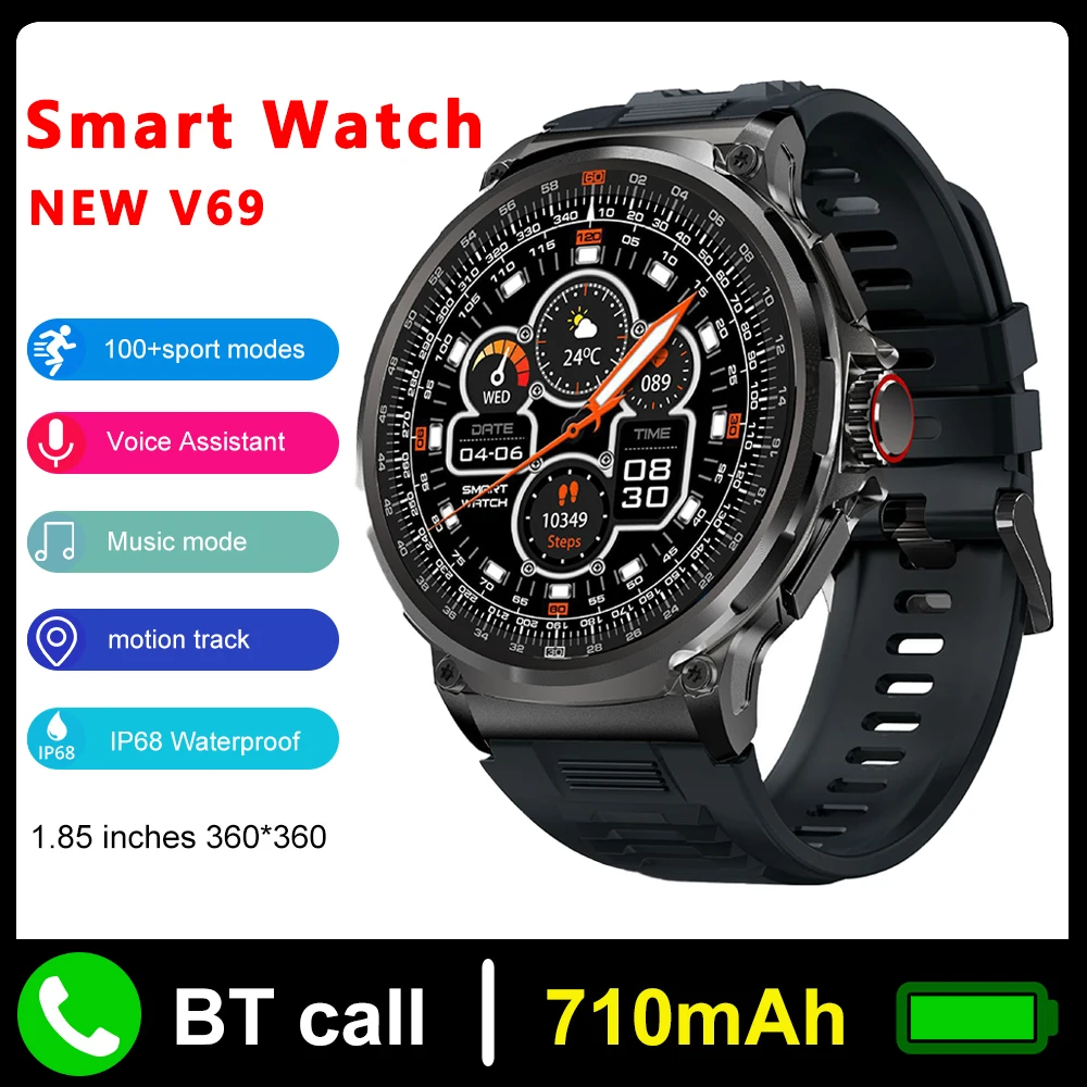 New 1.85-Inch Ultra HD Smart Watch Motion Track Bluetooth Call 710 MAh Large Battery Sports Fitness Smartwatch for Android IOS