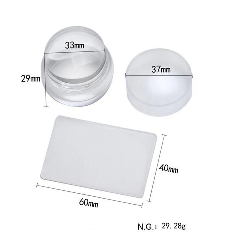 투명 젤리 실리콘 프렌치 네일 스탬퍼 및 스크레이퍼 세트, 3.5cm 핸들 스탬프, 캡 포함, 매니큐어 네일 아트 스탬핑 도구 키트, YZ16, 1PC