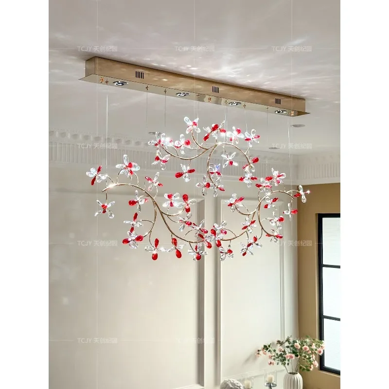 New light luxury crystal flower chandelier high-end sense living room creative art modeling villa restaurant lighting