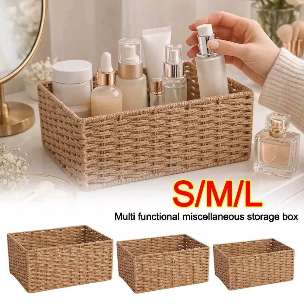 Durable Large Capacity Woven Storage Basket Handmade Reusable Snack Sundries Organizer Clothing Storage Basket