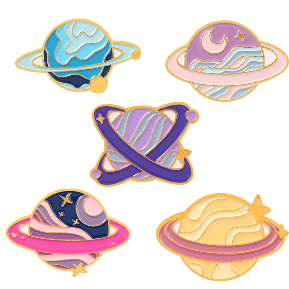 Cute Colored Planet Brooch Star Metal Badge in The Universe Pin Star Brooch Scarf Clasp