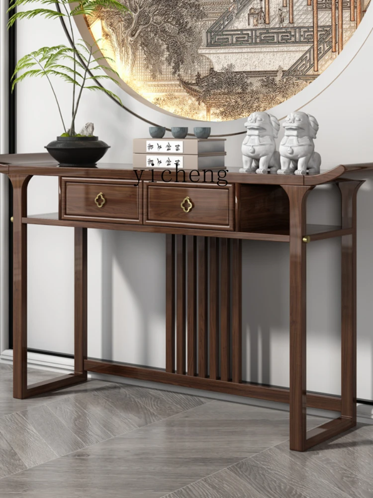 YY New Chinese Style Console Tables Ugyen Wood a Long Narrow Table Side View Living Room Entry Door Altar Cabinet