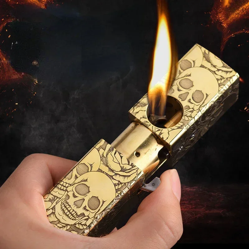 Personalized War Armor Handmade Pure Copper Kerosene Lighter 1918 Retro Series Catapult Ignition Lighter Collection Men\'s Gift